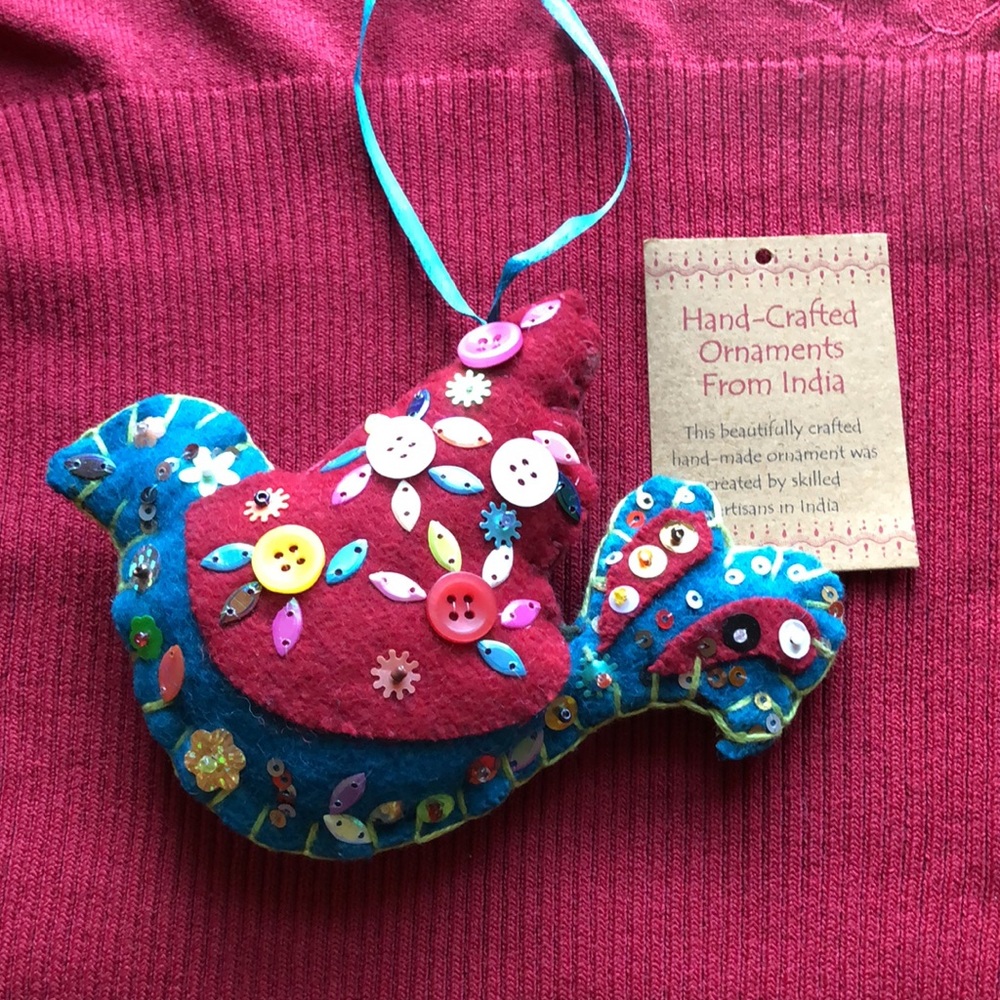 Fancy Bird Christmas Ornament Hand crafted!